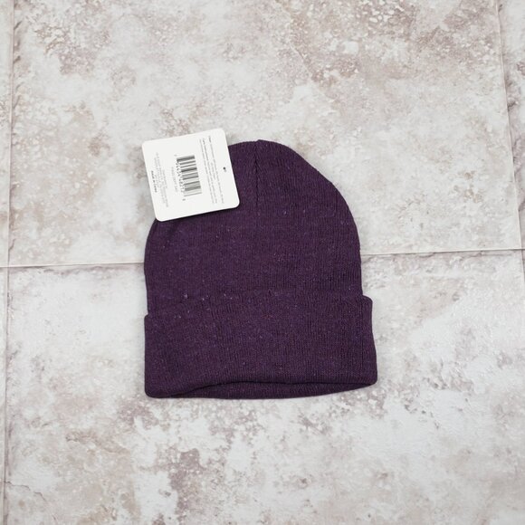 Adult Basic Beanie Cap Cuffed Eggplant Hat OS Solid Color Tight Knit Toboggan - Picture 2 of 7